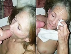 nonna - La nonna di 70 anni ottiene un grosso trattamento facciale dopo il pompino